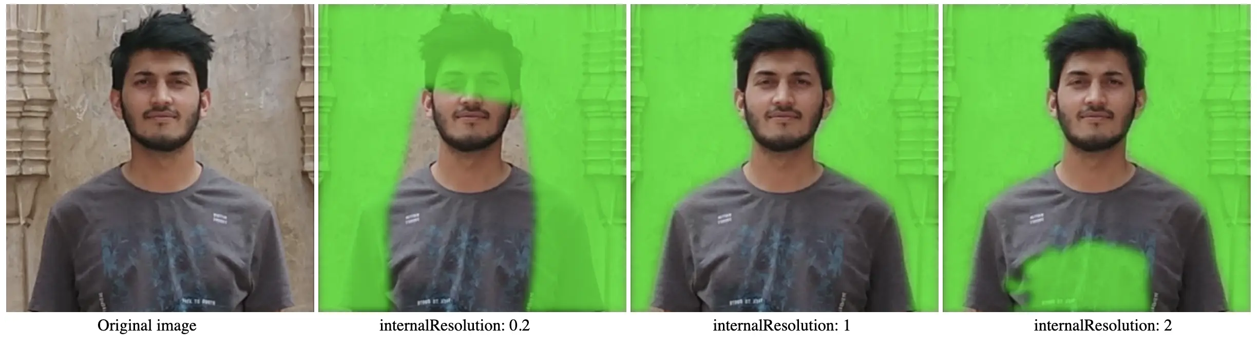 image showing segmentation with different internalResolution values